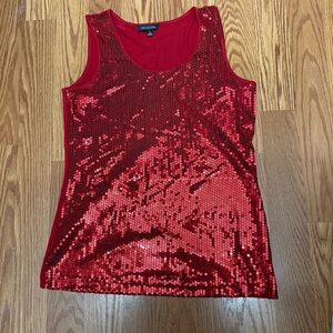 Notations Red‎ Sequin Tank Top